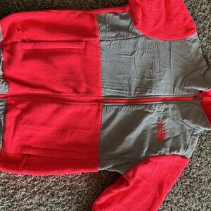 The North Face Vibrant Red and Gray Fleece Jacket